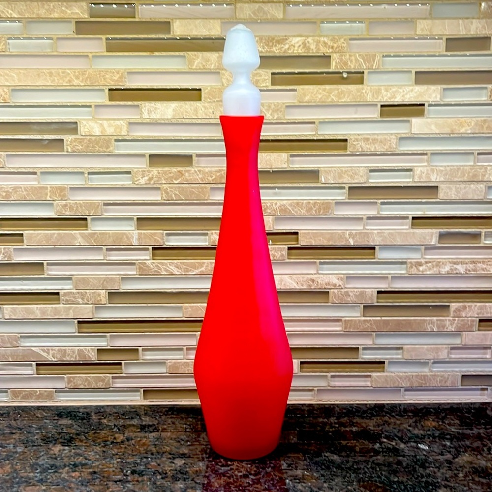 Beautiful Vintage Red Glass Decanter